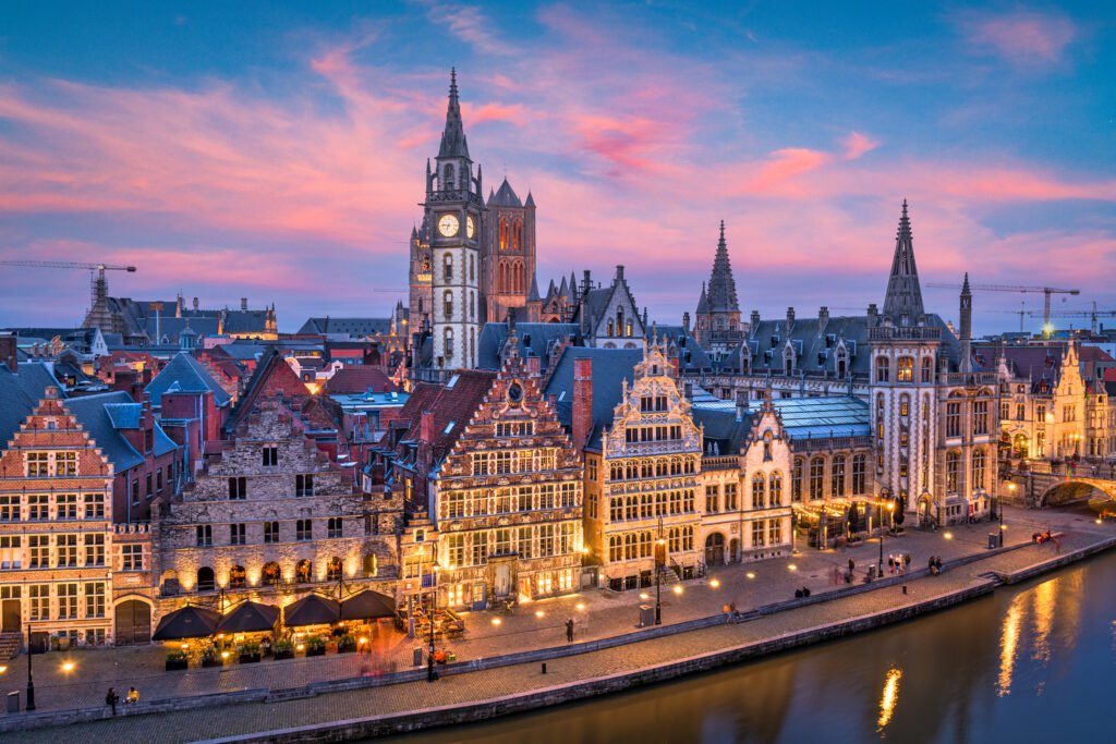 ghent, belgium old town cityscape from the graslei